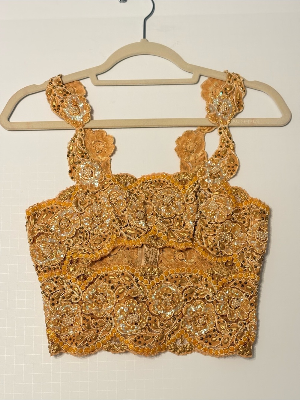 Kacey Montoya’s Closet | RARE Bianca’s Hand Painted Floral Lace Peekaboo CropTop